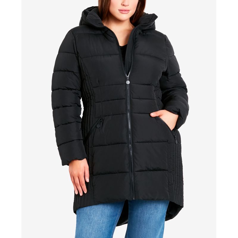Plus Size Contrast Zip Coat